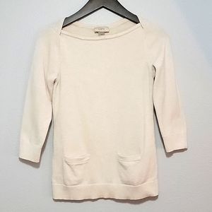 LOFT - Women’s Oatmeal 3/4 Sleeve Sweater with Pocket detail, XS